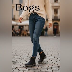 Bogs Women's Snowday Low Insulated Boots - Black and Gray